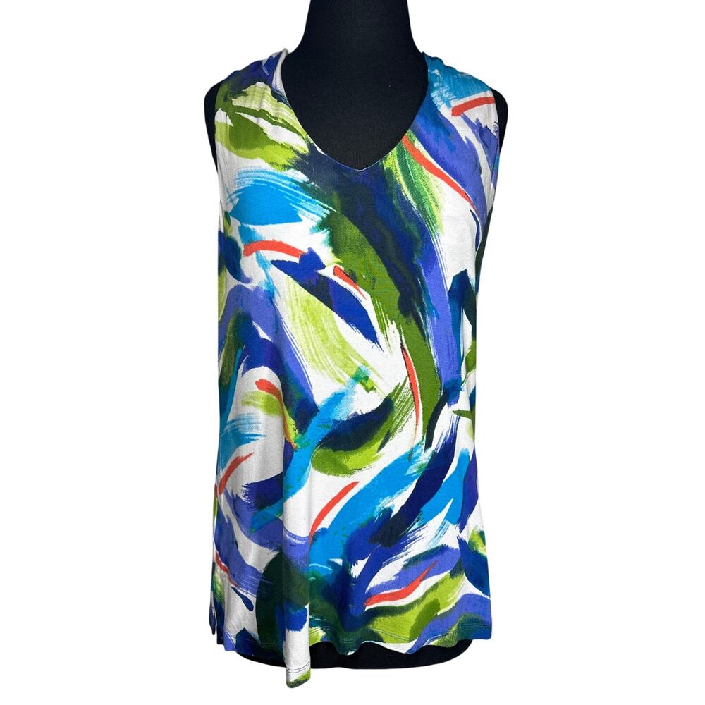 Tommy Bahama Sleeveless Tank Top Lapis Wind Size S Colorful Summer Abstract